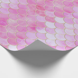 Pink Pastel & Gold Shimmer Mermaid Scale Pattern Wrapping Paper