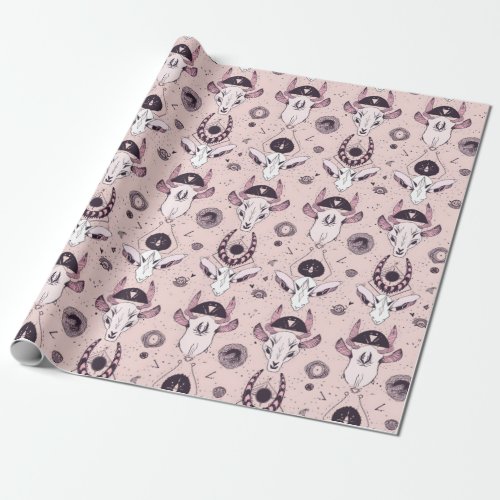 pink pastel goth baphomet cute satan witch wicca  wrapping paper
