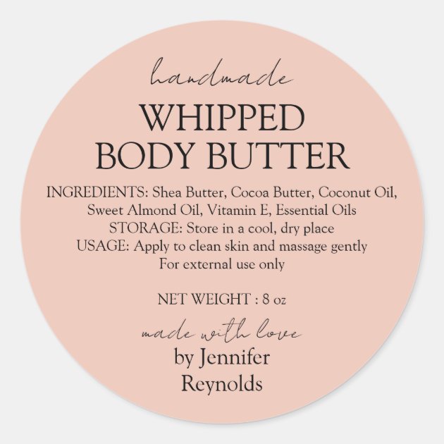 Pink Pastel Handmade Body Butter Organic Classic Round Sticker