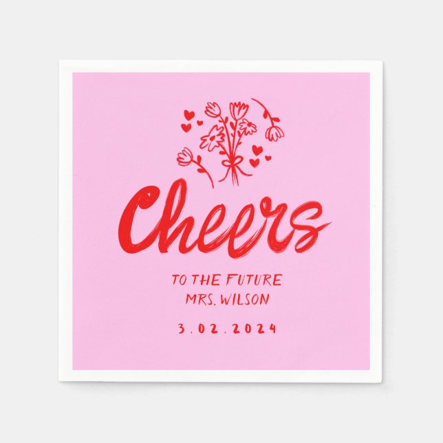 Pink Pastel Handwriting Retro Bridal ShowerNapkins Napkins (Front)