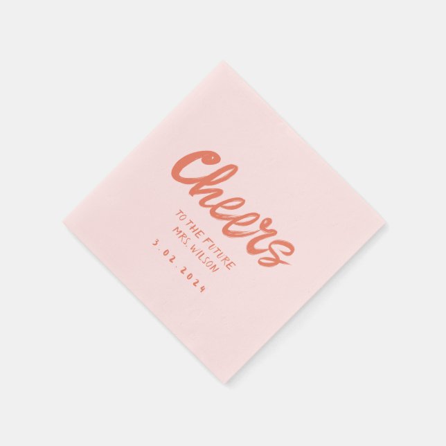 Pink Pastel Handwriting Retro Bridal ShowerNapkins Napkins (Corner)