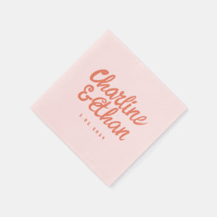 Pink Pastel Handwriting Retro Wedding Napkins