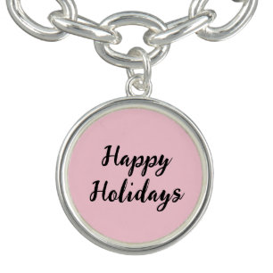 Pink pastel happy holidays Christmas simple stylis Bracelet