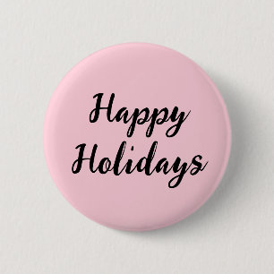 Pink pastel happy holidays Christmas simple stylis Button