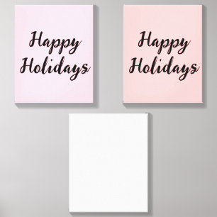 Pink pastel happy holidays Christmas simple stylis Canvas Photo Tile