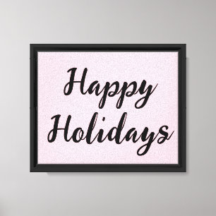 Pink pastel happy holidays Christmas simple stylis Canvas Print