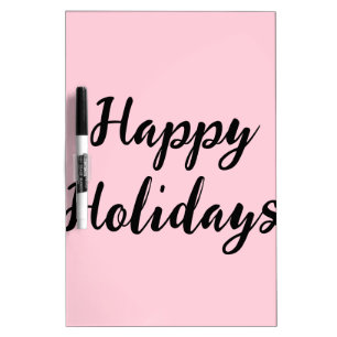 Pink pastel happy holidays Christmas simple stylis Dry Erase Board