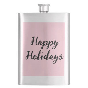 Pink pastel happy holidays Christmas simple stylis Flask