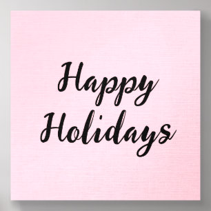 Pink pastel happy holidays Christmas simple stylis Foam Core Photo Tile