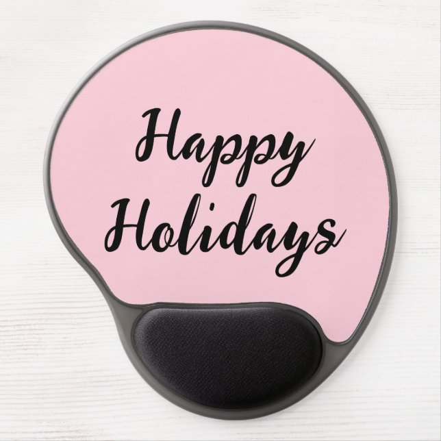 Pink pastel happy holidays Christmas simple stylis Gel Mouse Pad (Front)