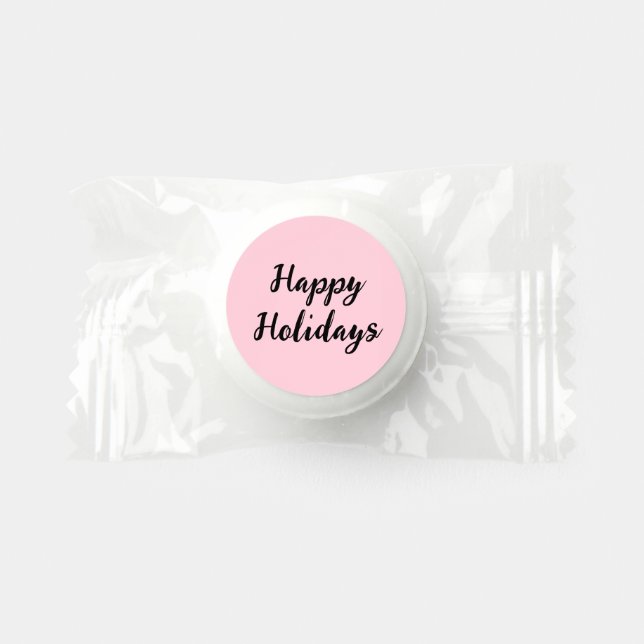 Pink pastel happy holidays Christmas simple stylis Life Saver® Mints (Front)