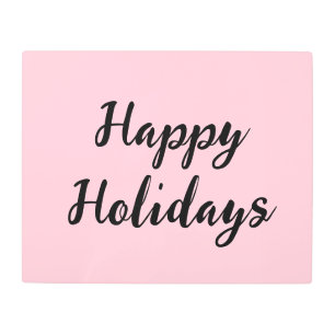 Pink pastel happy holidays Christmas simple stylis Metal Print
