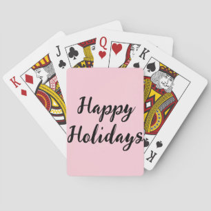 Pink pastel happy holidays Christmas simple stylis Poker Cards
