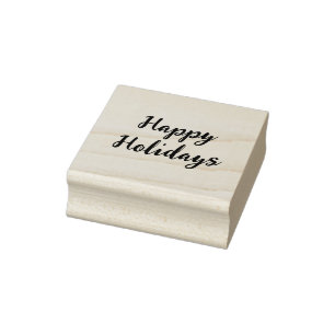 Pink pastel happy holidays Christmas simple stylis Rubber Stamp