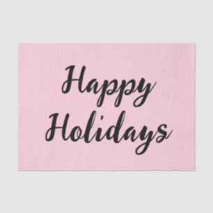 Pink pastel happy holidays Christmas simple stylis Tissue Paper