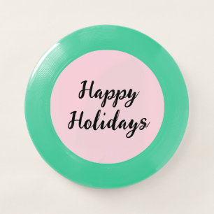 Pink pastel happy holidays Christmas simple stylis Wham-O Frisbee