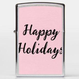 Pink pastel happy holidays Christmas simple stylis Zippo Lighter
