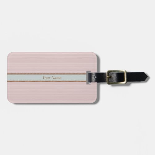 Pink pastel horizontal stripes personalized luggage tag