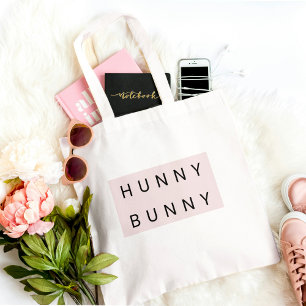 Pink Pastel "Hunny Bunny" Cute Easter  Tote Bag