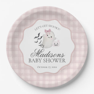 Pink Pastel Little Boo Ghost Baby Shower Dessert Paper Plates