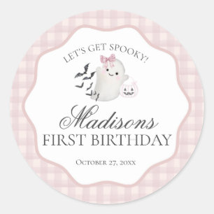 Pink Pastel Little Boo Ghost Birthday Party Seal