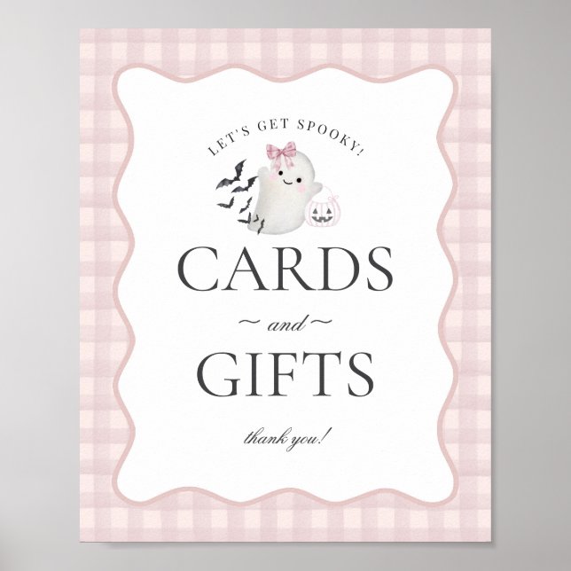 Pink Pastel Little Boo Ghost Cards & Gifts Sign (Front)