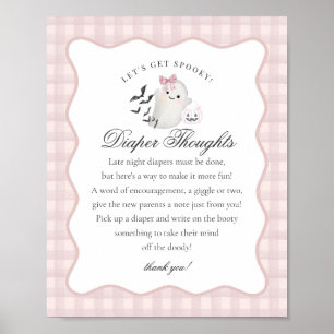 Pink Pastel Little Boo Ghost Diaper Thoughts Sign