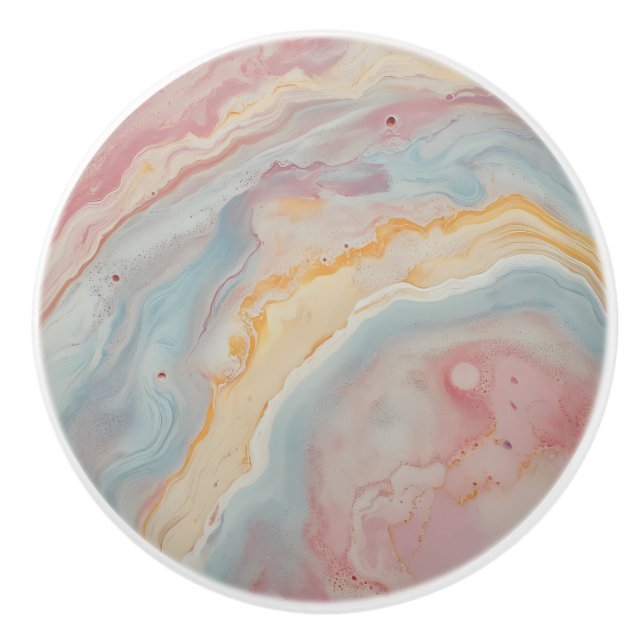 Pink Pastel Marble Pattern Ceramic Knob (Front)