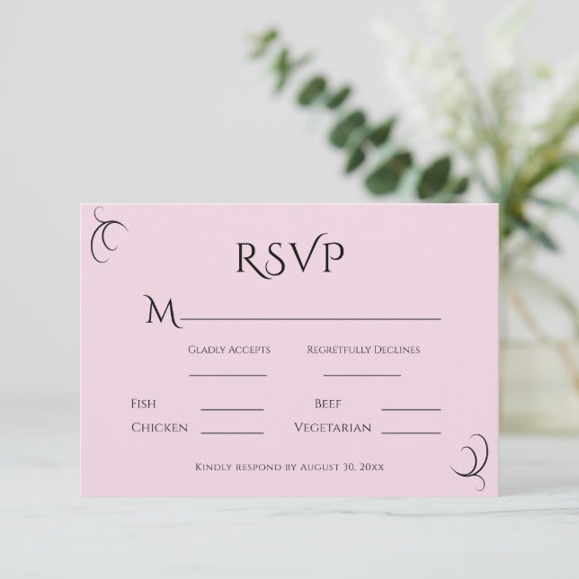 Pink Pastel Modern Wedding RSVP Card (Standing Front)