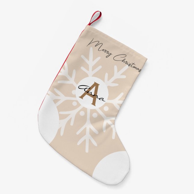 Pink pastel monogrammed stylish script modern cute small christmas stocking (Front (Hanging))