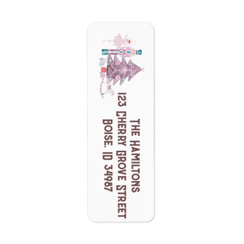 Pink Pastel Nutcracker Christmas Return Label