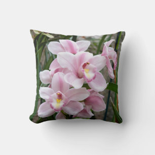 Pink Pastel Orchids Throw Pillow
