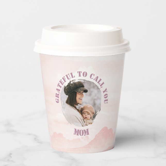 Pink Pastel Personalized Paper Cups for Mom (Front)