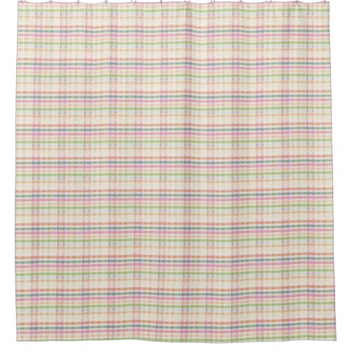 Pink Pastel Plaid Shower Curtain