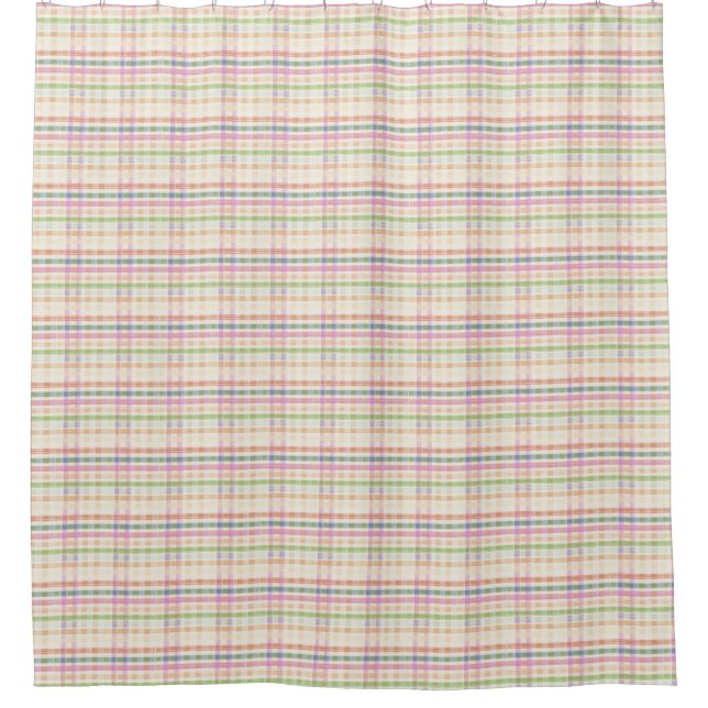 Pink Pastel Plaid Shower Curtain (Front)