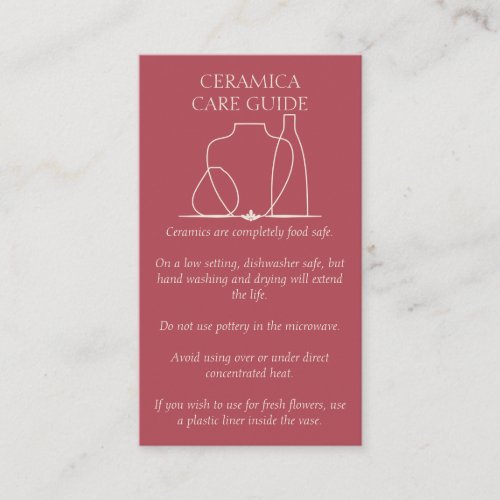 Pink Pastel Pottery Vase Ceramic Clay Instructions Business Card
