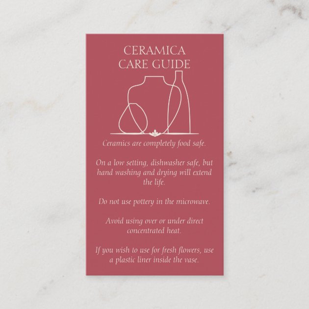 Pink Pastel Pottery Vase Ceramic Clay Instructions Business Card