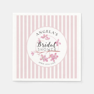 Pink Pastel Primrose Stripes Bridal Shower  Napkins
