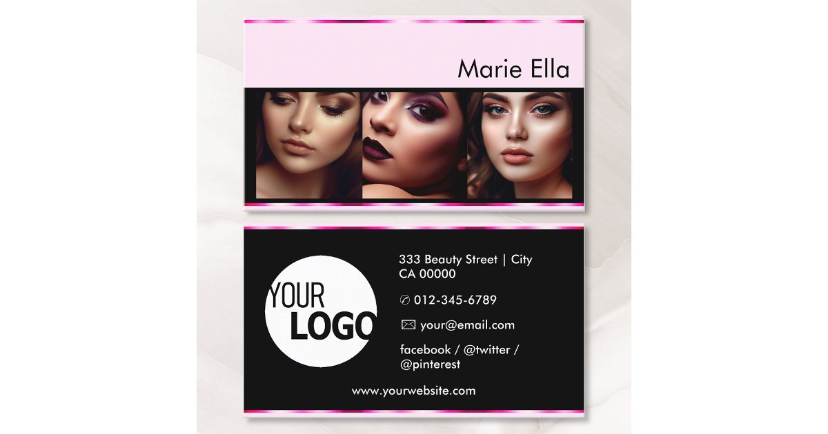 Pink Card Labels Pink Pastel Product Labels with Logo Photos Clean Business Card | Zazzle