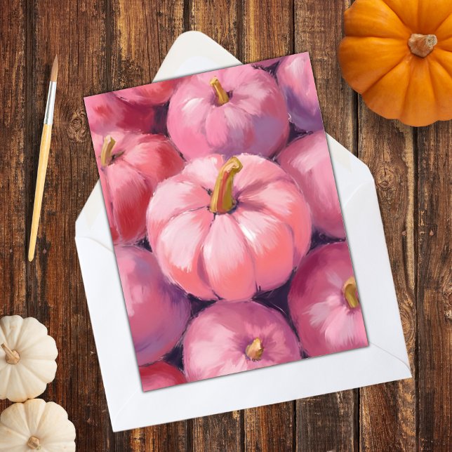 Pink Pastel Pumpkins Halloween Holiday Card (Creator Uploaded)