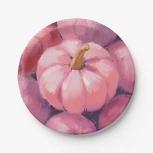 Pink Pastel Pumpkins Halloween Paper Plates