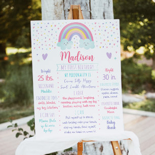 Pink Pastel Rainbow Birthday Milestone Foam Board