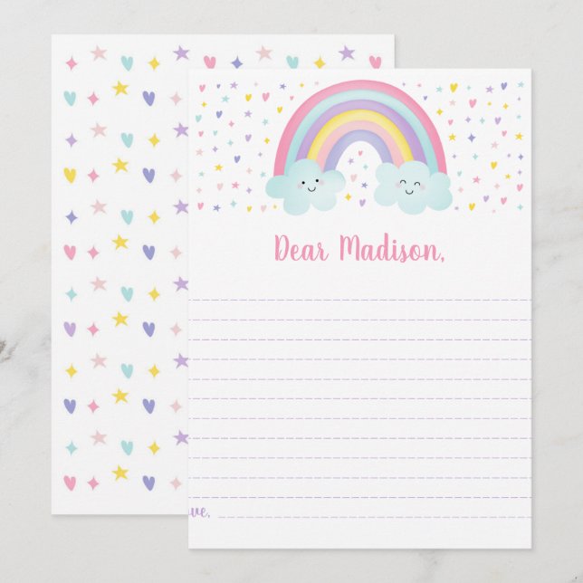 Pink Pastel Rainbow Birthday Time Capsule Cards (Front/Back)