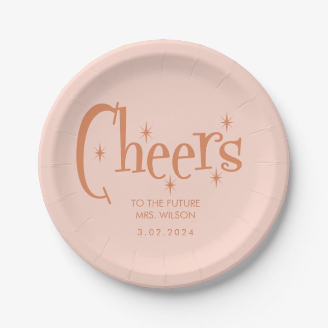 Pink Pastel  Retro Bridal Shower Paper Plates (Front)
