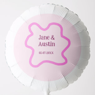 Pink pastel retro wedding border frame name date balloon