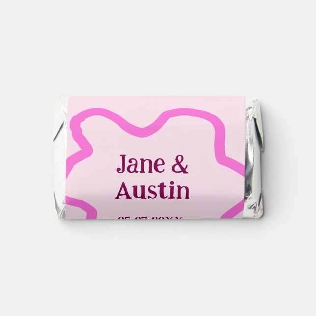 Pink pastel retro wedding border frame name date hershey's miniatures (Front)