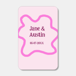 Pink pastel retro wedding border frame name date matchboxes
