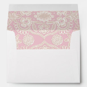 Pink Pastel Rustic Lace Return Address Invitation Envelope