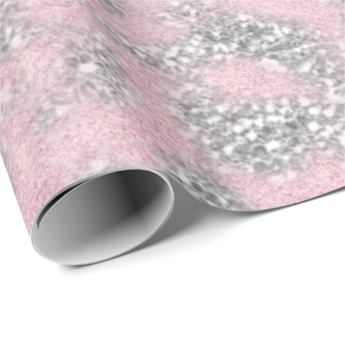 Pink Pastel Silver Gray Glitter Sparkly  Abstract Wrapping Paper