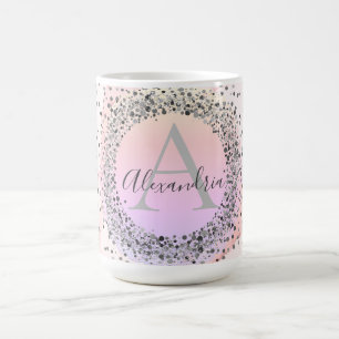 Pink Pastel Silver Speckled Glittery Personalized Color Morph Mug